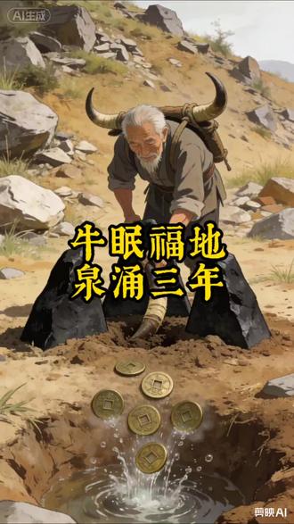牛眠福地,泉涌三年#动物 #正能量 #民间故事 #热点 #故事