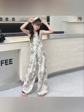 女童复古国风套装2025夏季新款中大童韩版无袖马甲长裤休闲两件套#夏季穿搭 #酷女孩穿搭 #个性穿搭 #酷辣穿搭 @电商小助手 @抖音小助手