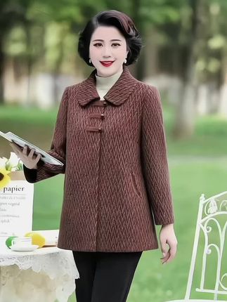 华太太中老年女装秋冬新款宽松保暖中长款妈妈装毛呢外套#女装时尚穿搭 #时尚气质穿搭 #中年妈妈穿搭 #时装穿搭 #时尚女装穿搭