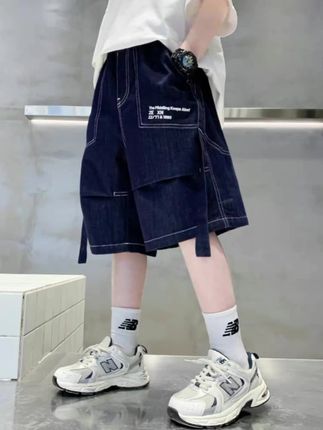 儿童牛仔短裤夏季薄款中大童男孩五分裤洋气男童短裤宽松休闲中裤#短裤穿搭 #休闲百搭 #潮男穿搭 #帅气穿搭 #夏日穿搭