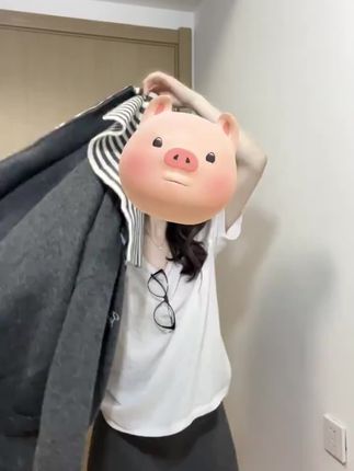 韩系海军领灰色条纹毛衣慵懒韩系秋冬毛衣外套自带披肩好看真口袋#韩系穿搭 #毛衣#秋冬穿搭 #秋冬穿搭 #女装