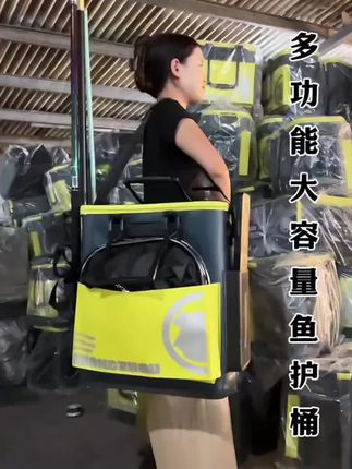 【ZB】黛蓝色加宽加厚加硬#鱼护桶#活鱼桶 多功能#钓鱼桶#渔具包 带侧兜#钓鱼桶