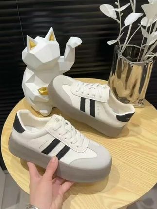 真皮厚底德训鞋女2025新款鞋子百搭小白鞋运动鞋女鞋休闲学生板鞋@DOU+小助手