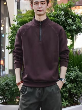 #品质男装 #时尚卫衣 #春秋穿搭 #男生穿搭 #美式复古半拉链立领卫衣