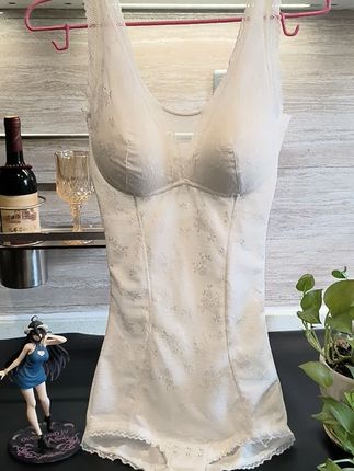 白色长款强压紧版全蕾丝双层加压连体衣#塑身衣收腹显完美身材 #塑型瘦身 #美体内衣