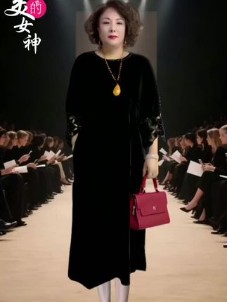 2025春季新款阔太太轻奢风丝绒连衣裙,柔滑丝绒质感尽显优雅格调。宽松版型巧妙遮肚显瘦,大码友好不挑身形,中长款式利落又显气质。轻松驾驭日常通勤或休闲聚会,让你春日穿搭既有范儿又舒适。#优雅气质 #穿搭 #高级感穿搭 #女装穿搭 #时尚气质穿搭