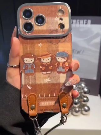 棕格子kt适用苹果17华为vivo/oppo小米iPhone大视窗贴皮手机壳 #手机壳 #苹果手机壳 #强烈推荐 #闺蜜同款 #这个手机壳真的长在我心巴上了