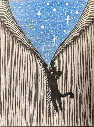 第22幅|第22集 窗帘后的星空
猫咪为你拉开一片美丽的星空,今天这幅猫咪禅绕画临摹自@金珠珠 姐妹,调皮捣蛋的猫咪和美丽的蓝色星空,主要还是线条控笔
#线条画 #禅绕画 #跟着抖音学画画 #零基础学画画 #解压禅绕画