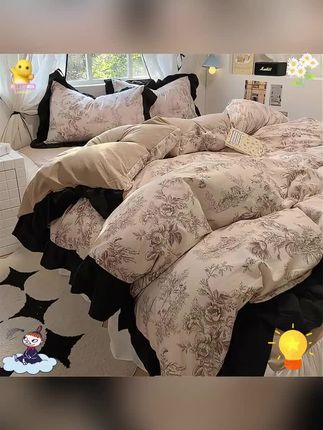 A类法式浪漫花边款四件套韩版田园碎花水洗棉1.8床单床笠床裙家纺#好物推荐🔥 #面料柔软舒适 #床上四件套
