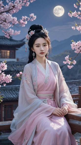 #AI月夜汉服照 #随变ai随便玩