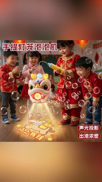 网红新年新款萌狮投影泡泡机儿童手提灯笼吹泡泡元宵国风玩具#醒狮泡泡机#灯笼泡泡机#投影泡泡机#新年儿童玩具#元宵灯笼@DOU+上热门