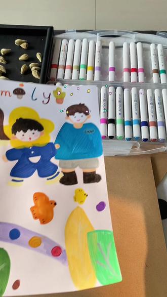 DIY自制一家三口装饰画 满满的幸福感#画画🎨 #画画教程 #装饰画 #丙烯画 #画画的日常