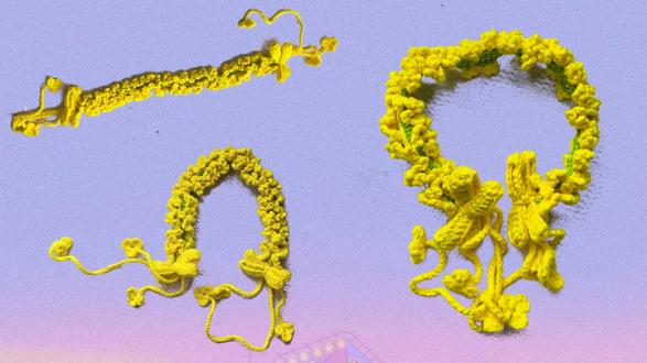 油菜花发带钩织教程 #黄色编织 #油菜花环的编法 完结