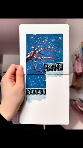 梅须逊雪三分白,雪却输梅一段香#绘画教程 #丙烯马克笔 #教你学画画 #画画