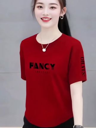 #女士夏季纯棉t恤衫,宽松显瘦,#洋气减龄 #短袖t恤 #夏季穿搭