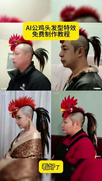 AI公鸡发型特效教程来了#当年轻人用AI设计新年发型 #看完不笑算我输 #公鸡发型 #剪映 #随变AI随便玩