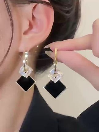 #锆石耳饰#双菱形耳环耳饰#百搭法式耳扣耳饰好物推荐🔥