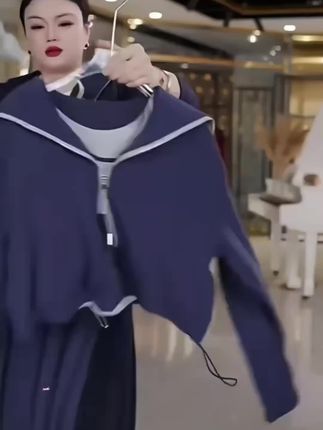 5293早秋新款韩版时尚三件套装海军领卫衣上衣背心休闲运动套装女