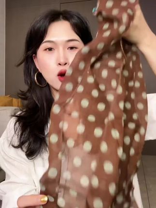 棕色波点丝巾印花高级百搭丝带发带长条围巾复古轻奢时尚气质配饰