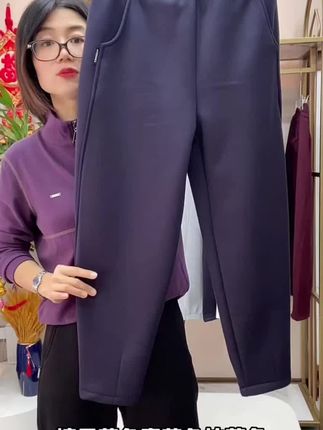 小个子秋冬新款加绒显瘦休闲卫裤女#秋冬穿搭 #小个子穿搭 #加绒保暖 #显瘦穿搭 #面料柔软舒适