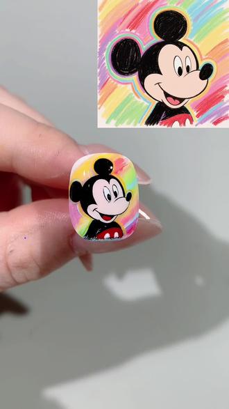 米老鼠~ 蒸蚌! #美甲 #可爱美甲 #美甲教程 #手绘美甲 #手绘教程