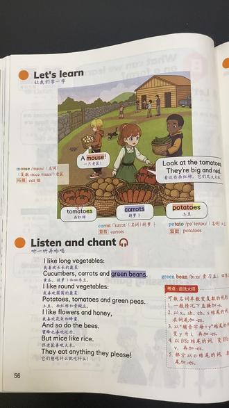 人教版四下第56页慢速读+讲解 #小学英语