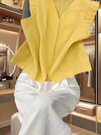 夏季2025新款法式小众甜美风洋气v领设计感小飞袖衬衫上衣女