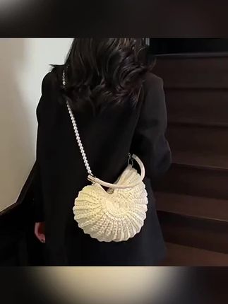 编织包纯手工编织包包女海边海螺贝壳斜挎包肩带成品手提