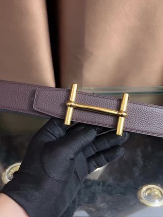 新款男女通用高档皮带休闲工字扣H扣牛皮腰带青中年商务情侣韩潮#皮带