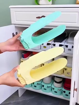 鞋子收纳神器双层鞋架鞋子收纳神器可调节支架鞋柜省空间放鞋架子分层隔板鞋托