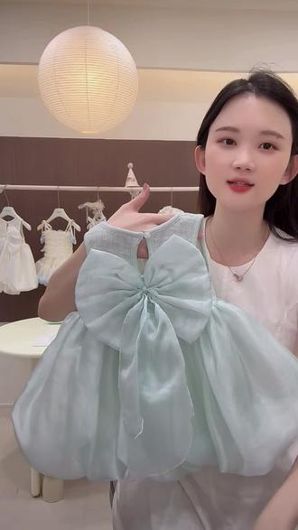夏季女童薄荷绿蝴蝶结背心裙超仙连衣裙韩版裙子#潮童穿搭 #高品质童装 #夏季新款 #童装搭配 #每日童装用品穿搭分享