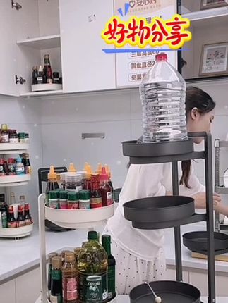 旋转调料置物架厨房调料品架子双层家用台面转角佐料调味品收纳架#厨房置物架收纳架 #厨房置物架落地多层 #厨房置物架