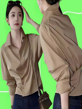 秋季新款法式衬衫!不规则褶皱造设计感,长袖显气质,轻奢质感适配通勤,百搭不挑人超实穿#百搭上衣 #每日穿搭更新 #美搭尽显女神范 #休闲穿搭 #每日分享