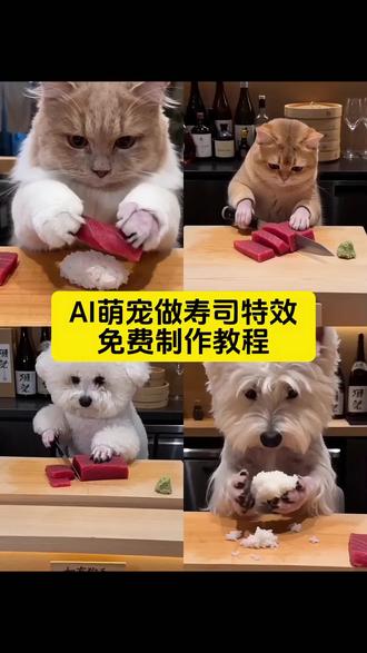 AI萌宠做寿司特效制作教程 ai做寿司萌宠 ai宠物寿司制作 狗狗做寿司ai 猫咪做寿司ai ai狗做寿司视频 狗狗做寿司教程 狗狗寿司制作过程 狗狗寿司创意做法 猫咪做寿司ai视频#剪映#AI宠物寿司主厨秀#ai萌宠特效#ai做寿司#随变ai随便玩