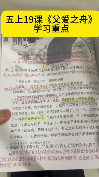 五上19课《父爱之舟》学习重点。