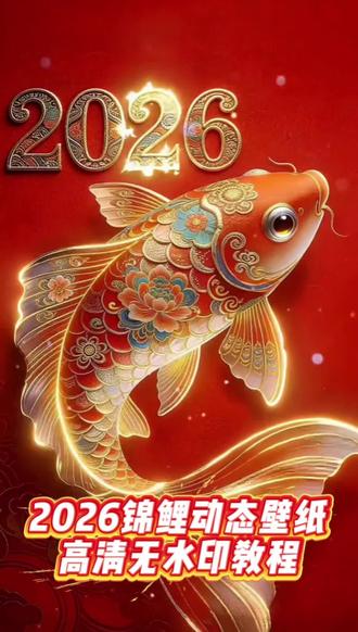 2026锦鲤动态壁纸高清无水印教程#剪映 #鸿运当头666 #锦鲤 #年年有鱼 #教程