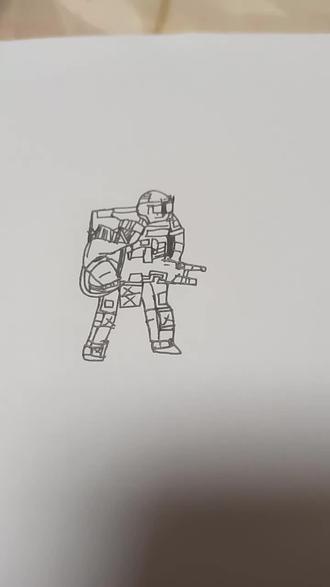 #火柴人角色设计 第一次画火柴人重甲特种兵,感觉还可以