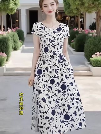 #暑假出游穿搭 #可外穿棉绸连衣裙时尚洋气遮肚显瘦夏季休闲女装薄款中老年裙子#气质连衣裙 #时尚洋气 #遮肚子藏肉显瘦连衣裙 @欢乐姐穿搭