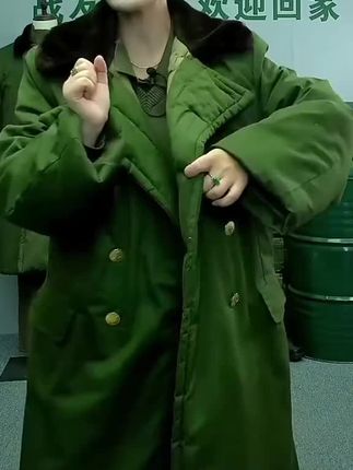 军大衣男冬季加厚加绒长款大衣劳保棉袄保安工作防寒东北棉服女