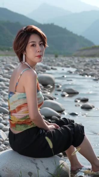 #主打松弛感的户外穿搭 #户外灵感创作 #小溪边 #四宝粉#四宝粉中年养生的必需品