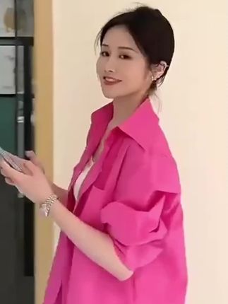 玫粉色衬衫女夏季新款高级感气质显瘦宽松百搭休闲显白防嗮衬衣潮#夏季新款#洋气减龄 #显高显瘦显腿长#夏日音乐节辣妹穿搭#谁穿谁好看