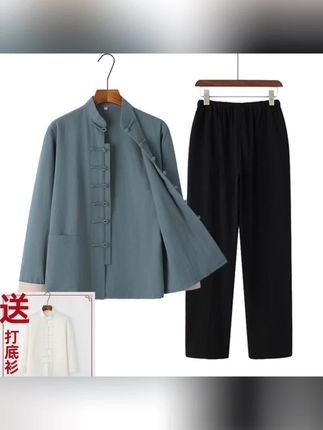 唐装男中国风中式古装男装衣服春秋套装复古男士长袖三件套宽松