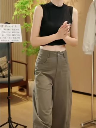 时尚潮流白色工装裤女秋季美式辣妹休闲裤宽松百搭阔腿裤拖地裤子#休闲裤#时尚潮流
