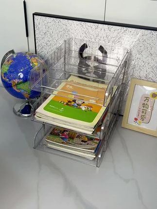 桌面书本收纳架学生a4文件盒书架整理透明塑料书本收纳文件架#桌面收纳架 #书本收纳架 #收纳整理 #置物架 #生活好帮手