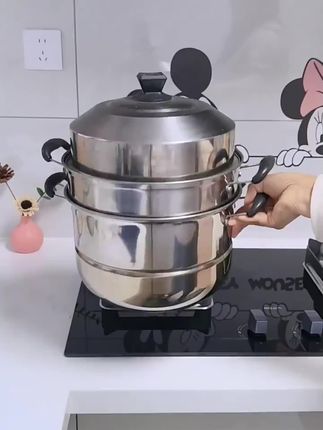 加厚大号蒸锅不锈钢家用二层三层蒸馍钢筋锅汤锅电磁炉煤气灶锅具#蒸锅 #多层蒸锅 #多层蒸锅推荐 #汤锅 #锅