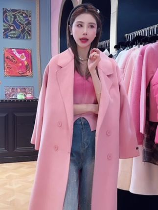 #上热门 D-8818四粒扣双面羊毛爆款秋冬外套宽松版大衣#女装 #服装小店 #女性气质穿搭 #高级感穿搭