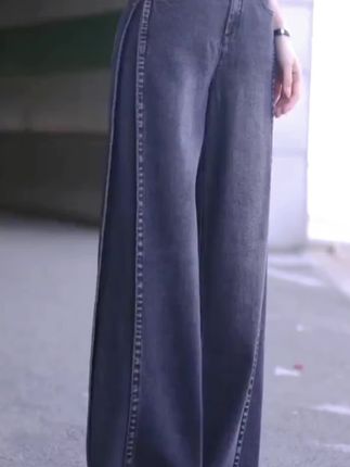 黑色牛仔裤女2025新款秋季裤子今年流行的宽松直筒弯刀阔腿裤女#直筒牛仔裤#黑色牛仔裤超显瘦 #今年流行裤子 #百搭神裤#显瘦显高显腿长