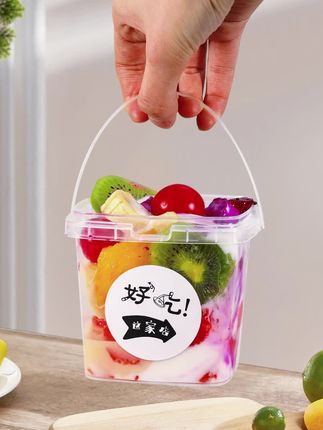 水果捞打包盒商用桶密封餐盒一次性糖水专用桶杯子带盖甜品#打包盒 #水果打包盒#糖水专用桶#好物分享#杯子