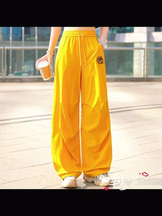 ML夏季新款薄款运动跳操爵士嘻哈休闲阔腿伞兵速干裤