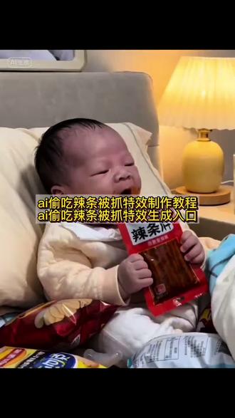 你们要的AI偷吃辣条被抓特效制作教程来了 #ai小孩吃辣条 #ai小孩视频吃辣条 #ai玩手机假装睡觉特效 ai生成视频小孩玩手机 娃睡着以后拍照教程 #偷吃辣条小孩 宝宝乐趣视频 #剪映 如何快乐带娃 在抖音也是有娃的人了